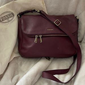 Fossil Burgundy Leather Crossbody Bag